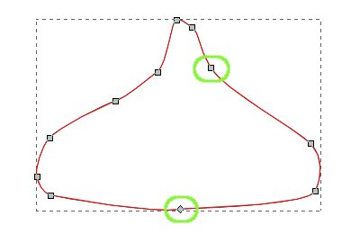 インクスケープのノードの種類の変更とパスの変形01