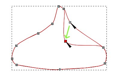 インクスケープのノードの種類の変更とパスの変形02
