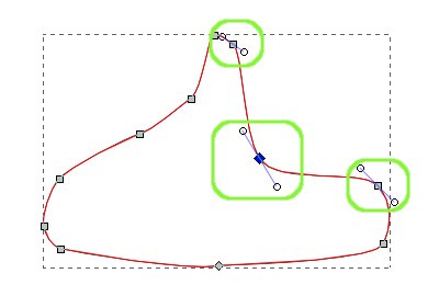 インクスケープのノードの種類の変更とパスの変形06