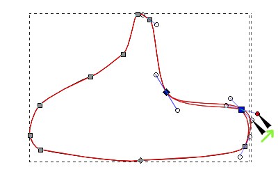 インクスケープのノードの種類の変更とパスの変形07