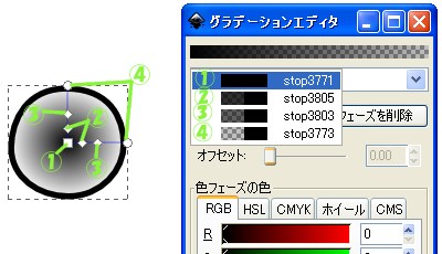 Inkscape（インクスケープ）の放射グラデーションの使い方10